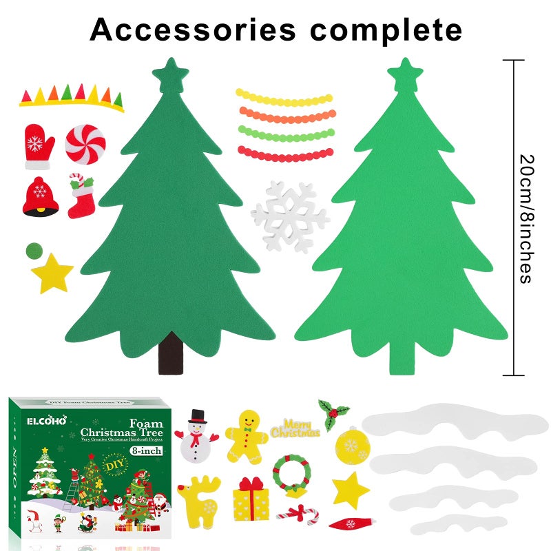 Elcoho 24 Kits DIY Foam Christmas Tree Foam Crafts Xmas Party Favors Christmas Stickers for Making Craft Xmas Tree Fun Home Activities - Image 2